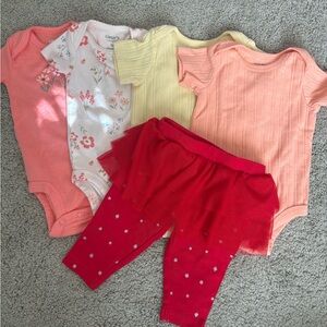 Carter's Multicolor Bodysuits and Red Leggings Set